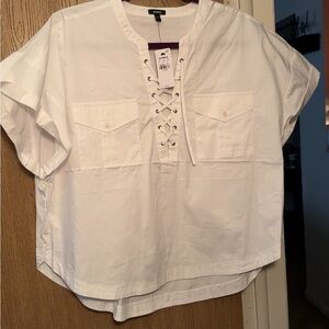 Express White Lace-Up Blouse